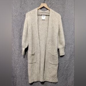 Abercrombie & Fitch Knit Cardigan Sweater Womens XS Cream Minimalist Retro 90s